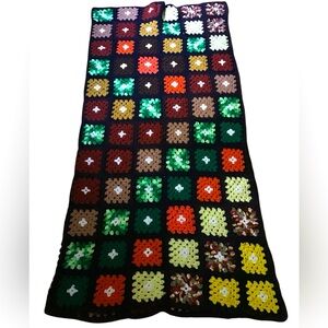 Vintage 70s Hand Crocheted Afghan Blanket